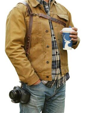 Vintage Leather Camera Harness with Adjustable Crossbody Strap & Brass Hardware